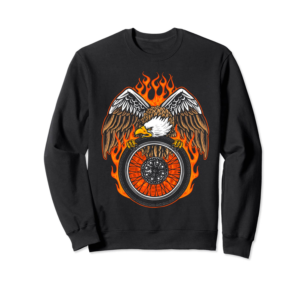 Eagle Flying Eagle Biker Motorcycle Sweatshirt - Novelty Apparel Men Women - T-Shirt, Sweatshirt, Hoodie