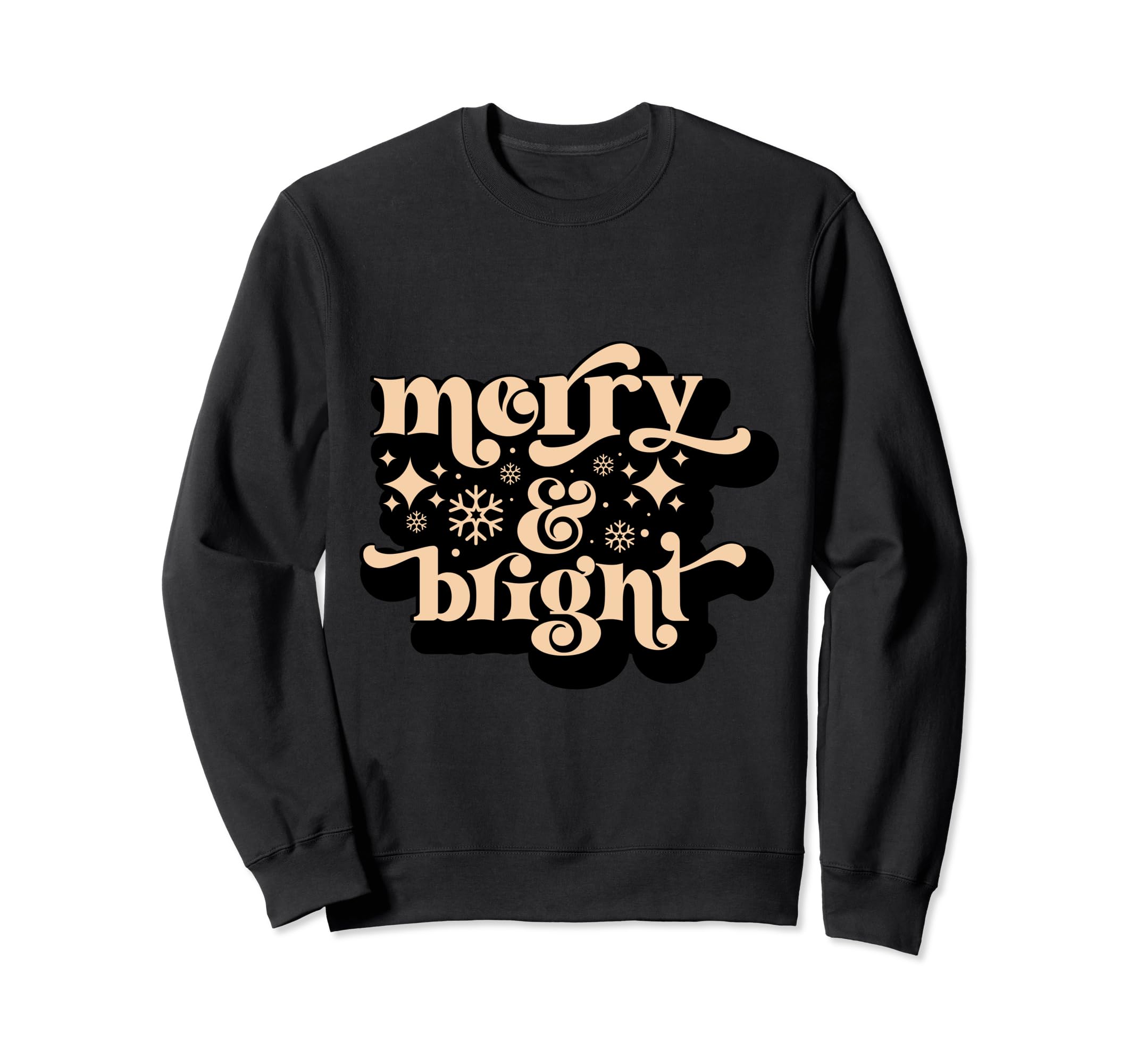 Holiday Merry Bright Word Art Sweatshirt - Aesthetic Graphic for Adults - T-Shirt, Sweatshirt, Hoodie