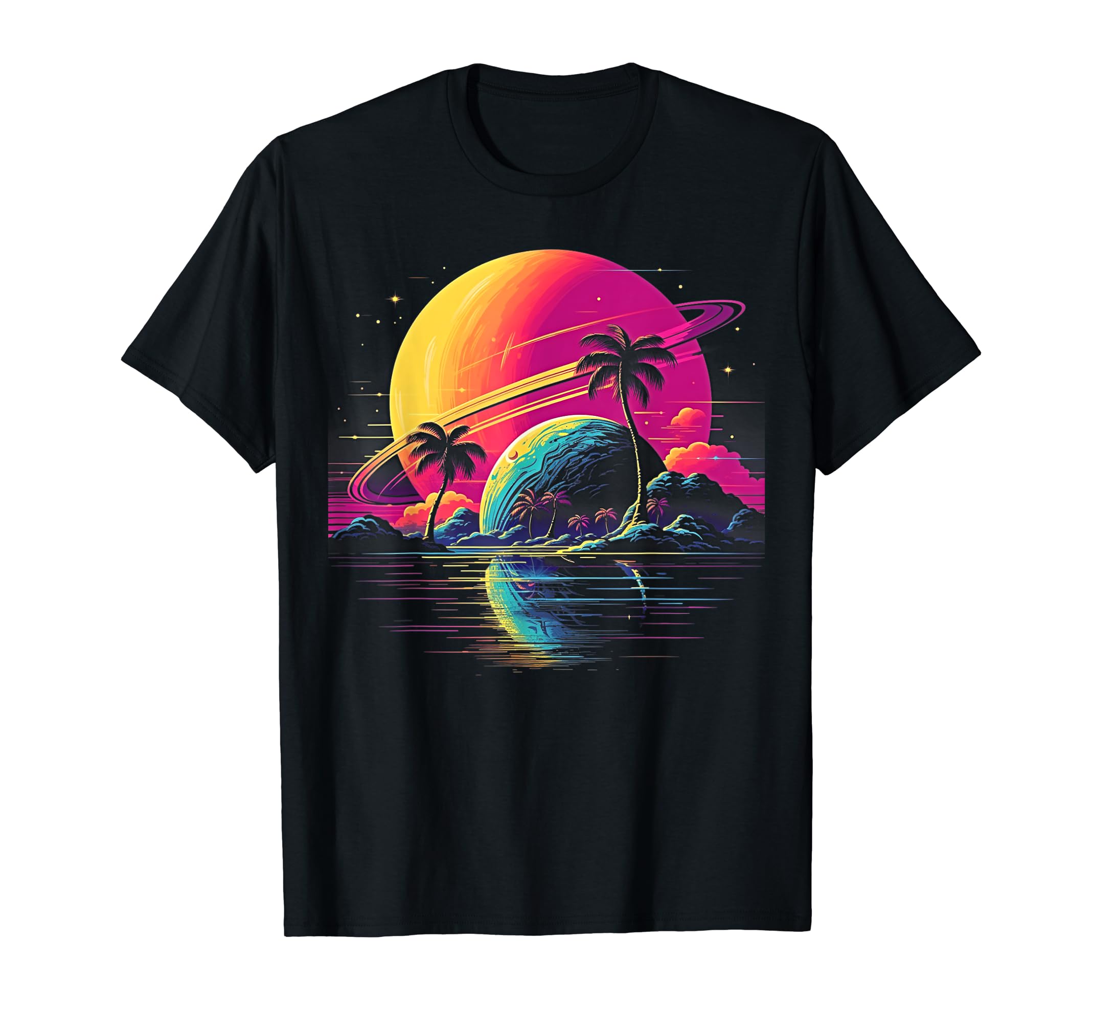 Vaporwave Solar System 80S Synthwave T-Shirt - Minimalist Print for Adults - T-Shirt, Sweatshirt, Hoodie