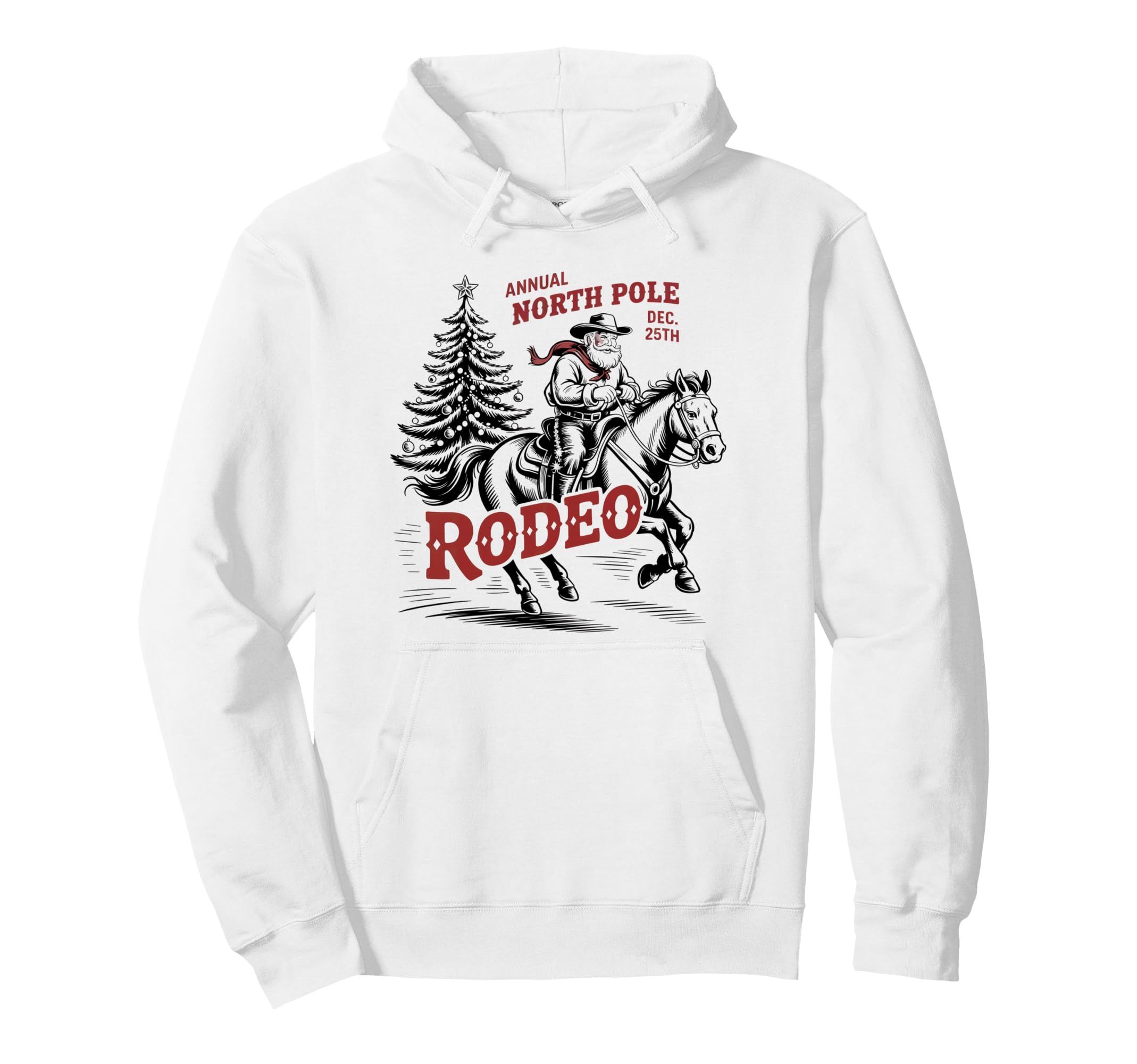 Annual North Pole Rodeo Santa Western Hoodie - Novelty Apparel Unisex - T-Shirt, Sweatshirt, Hoodie