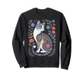 Cat Lover Flowers Art Pattern Sweatshirt - Graphic Print for Adults - T-Shirt, Sweatshirt, Hoodie