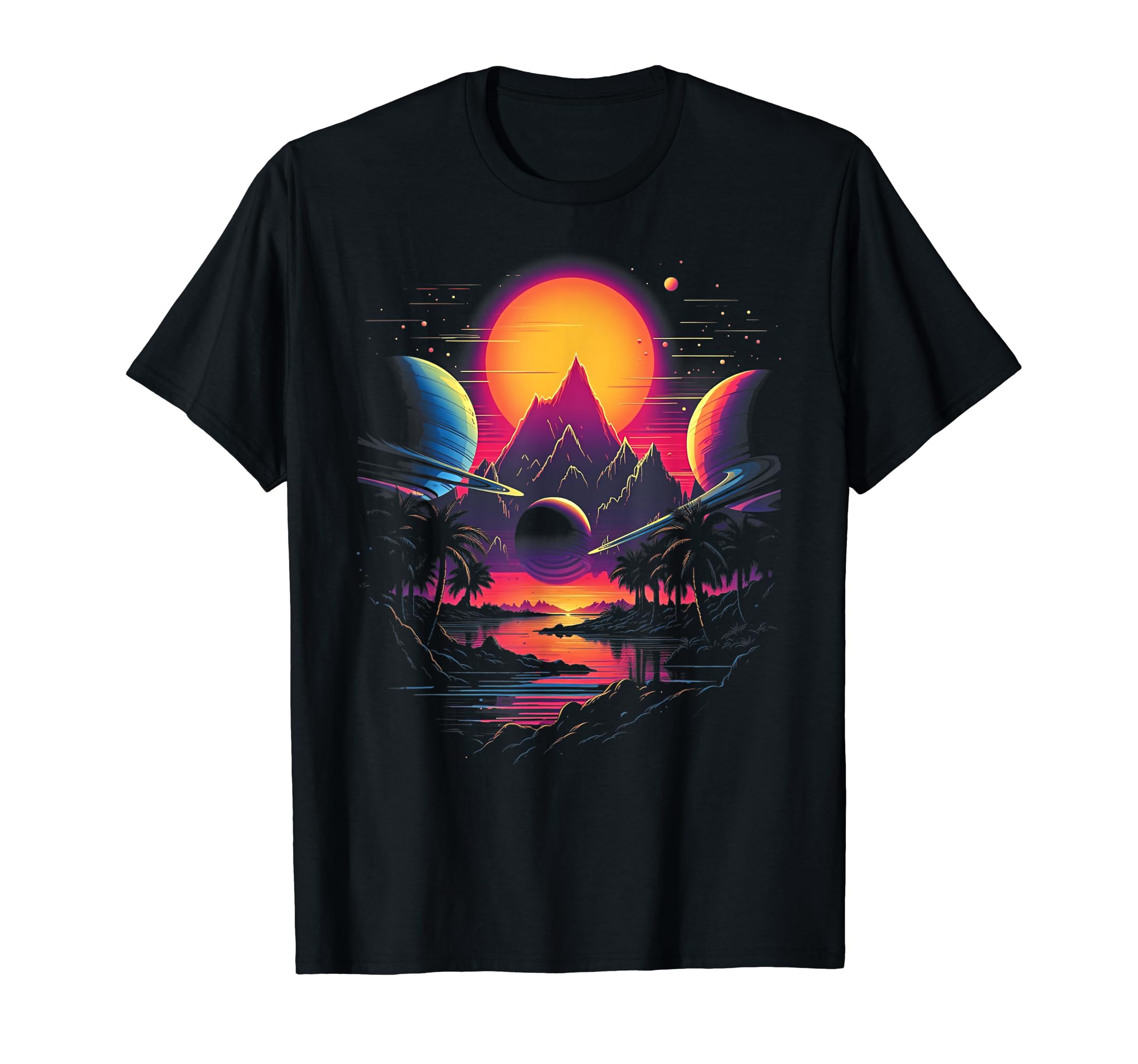 Vaporwave Solar System 80S Synthwave T-Shirt - Novelty Apparel Unisex - T-Shirt, Sweatshirt, Hoodie