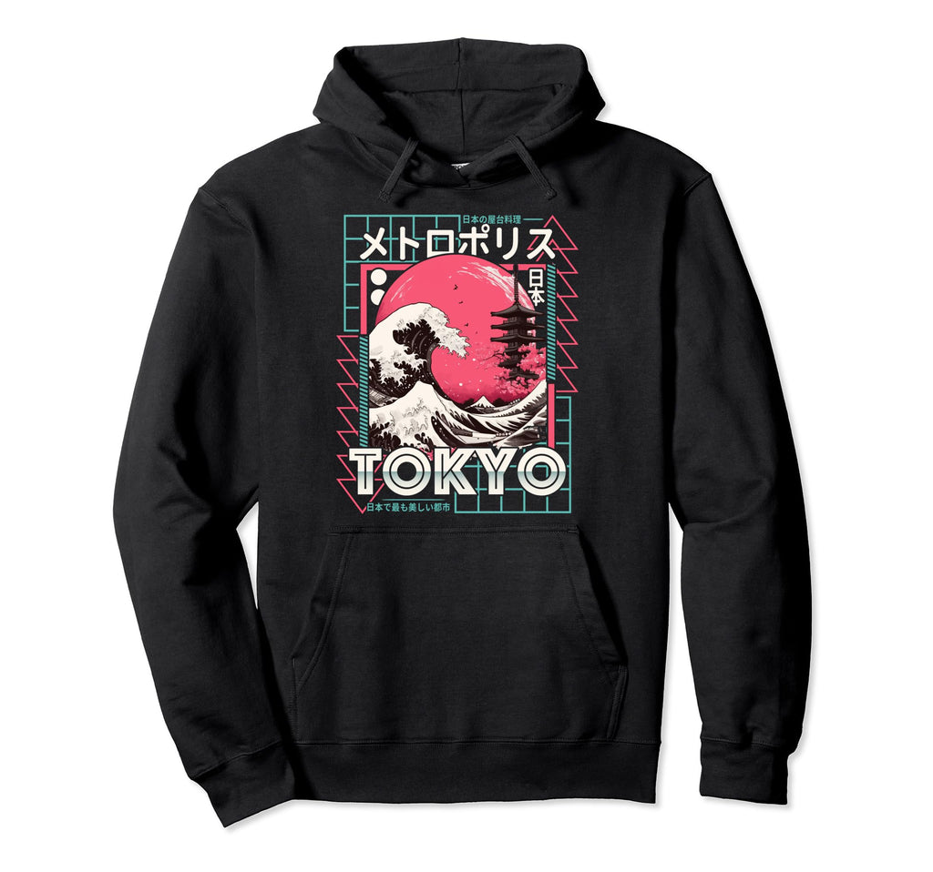 Tokyo City 80S Synthwave Kanagawa Wave Japan Hoodie - Unique Graphic Unisex - T-Shirt, Sweatshirt, Hoodie