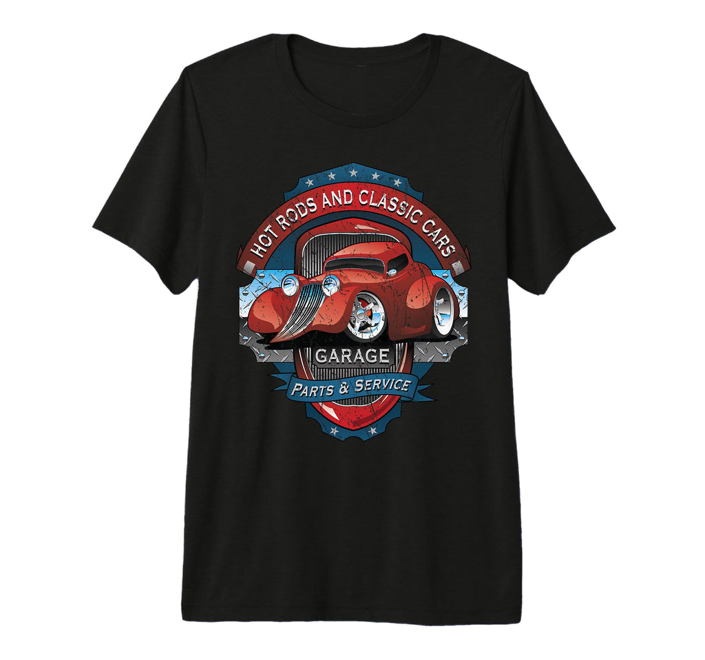 Hotrods And Cars Garage Distressed Tri T-Shirt - Unique Graphic Men Women - T-Shirt, Sweatshirt, Hoodie