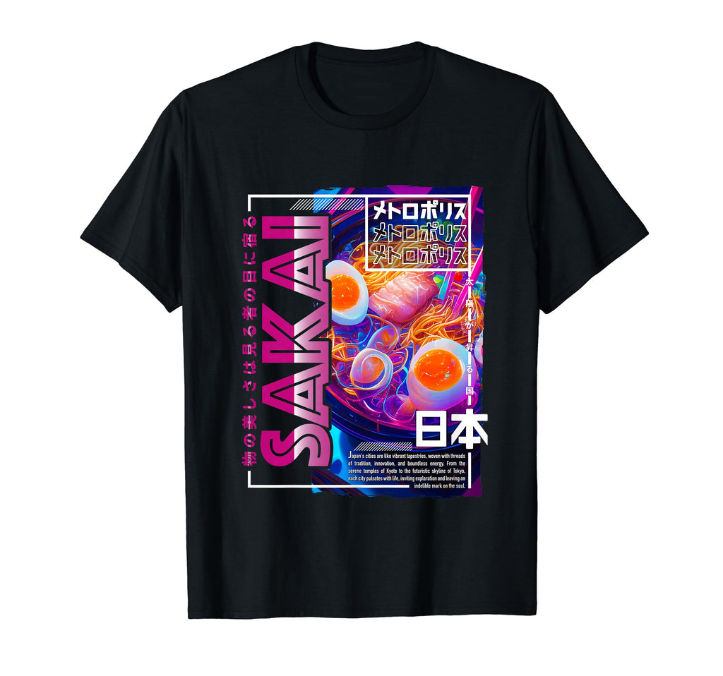 Sakai City 80S Synthwave Ramen Bowl T-Shirt - Unique Graphic for Adults - T-Shirt, Sweatshirt, Hoodie
