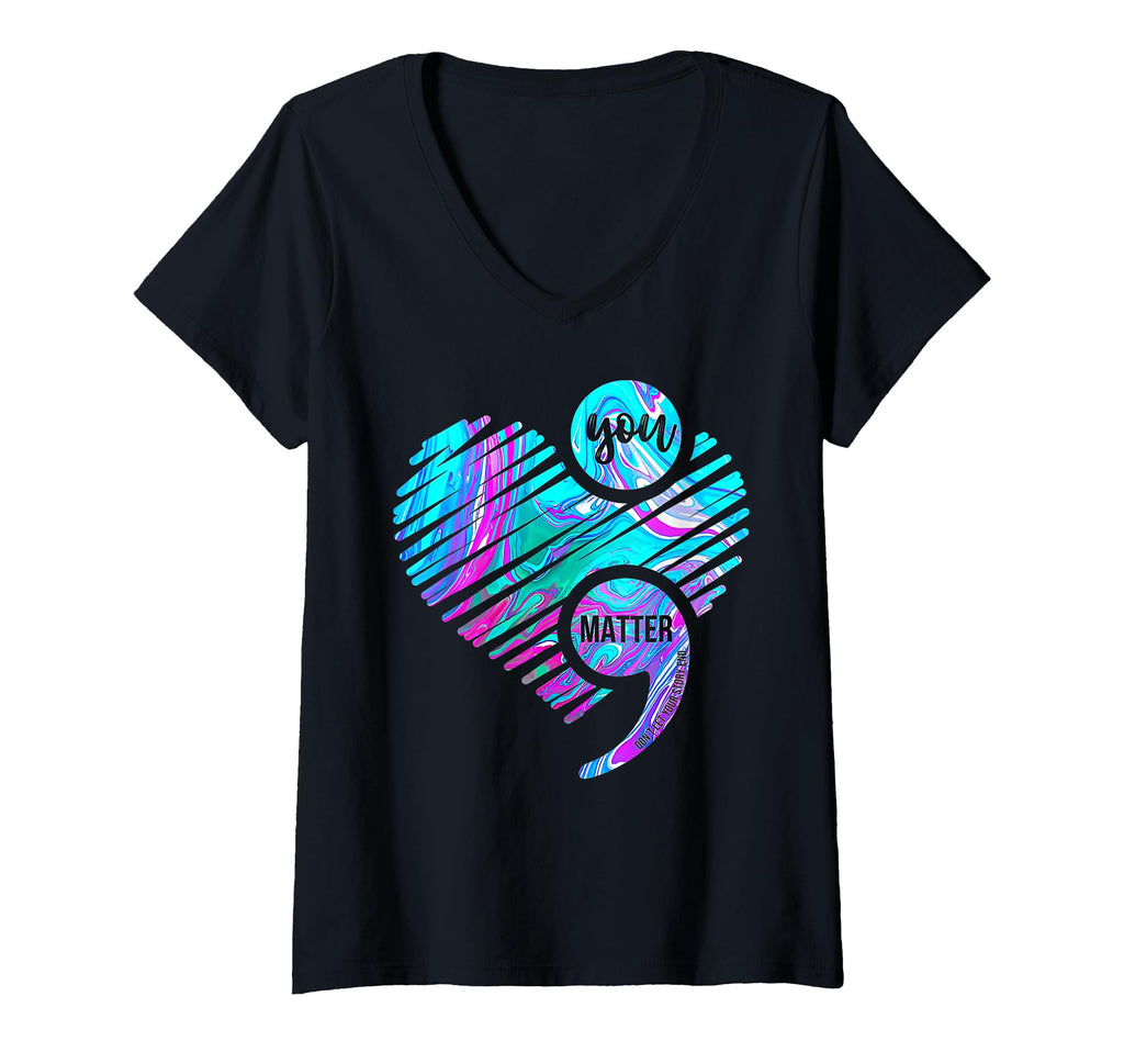 Womens You Matter Semicolon Heart Wear Teal T-Shirt - Graphic Print Unisex - T-Shirt, Sweatshirt, Hoodie