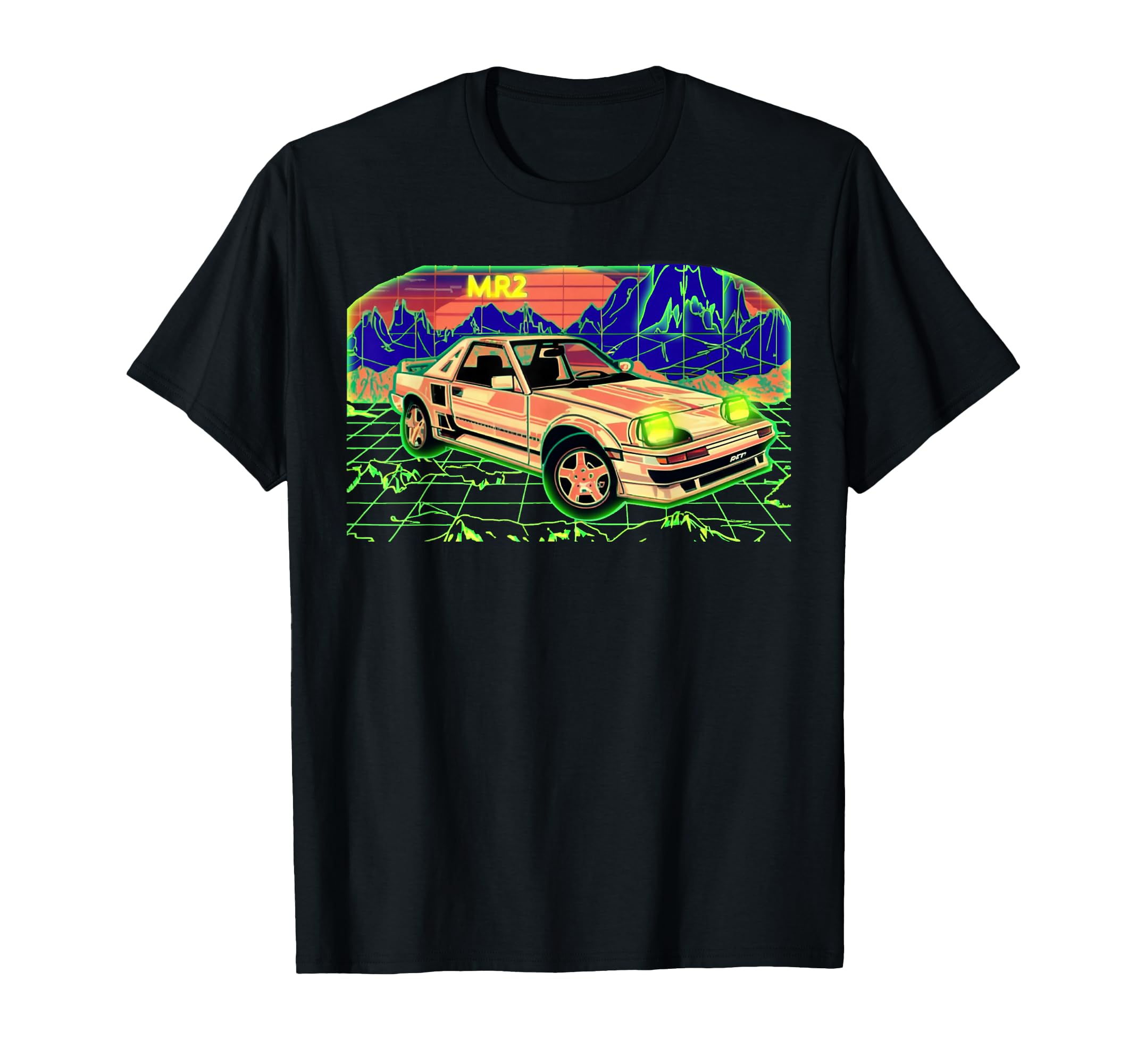 Mr2 Synthwave Landscape Glowing 80S T-Shirt - Unique Graphic Men Women - T-Shirt, Sweatshirt, Hoodie