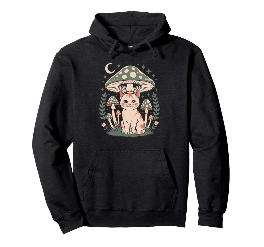 Seventies Feline Embracing Forestcore Hoodie - Unique Graphic for Adults - T-Shirt, Sweatshirt, Hoodie