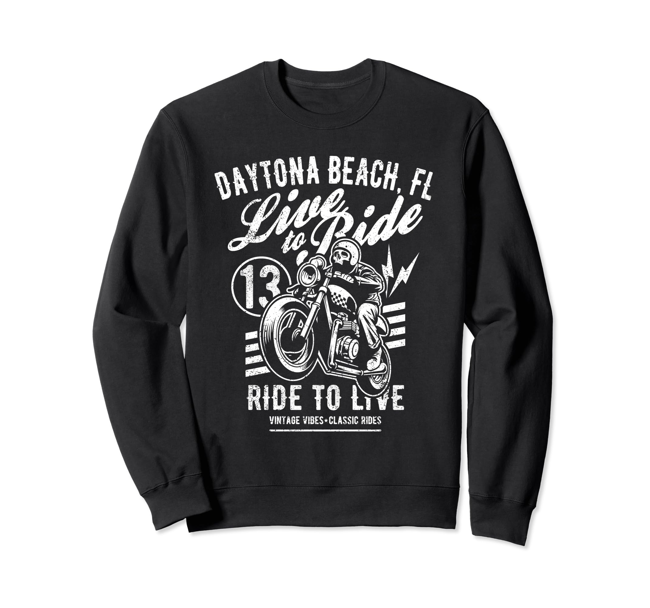 Daytona Beach Florida Motorcycle Sweatshirt - Trendy Graphic Men Women - T-Shirt, Sweatshirt, Hoodie