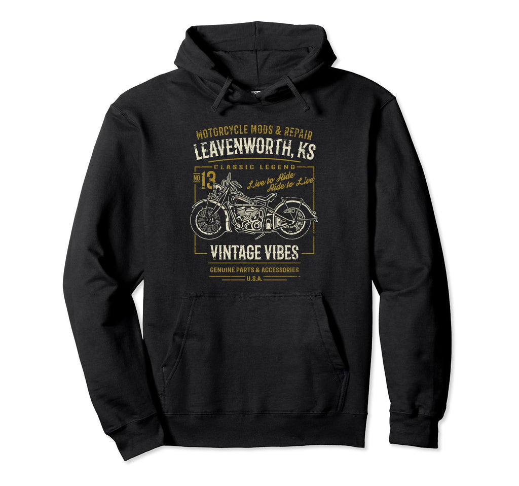 Leavenworth Ks Usa Motorcycle Hoodie - Streetwear Style Unisex - T-Shirt, Sweatshirt, Hoodie