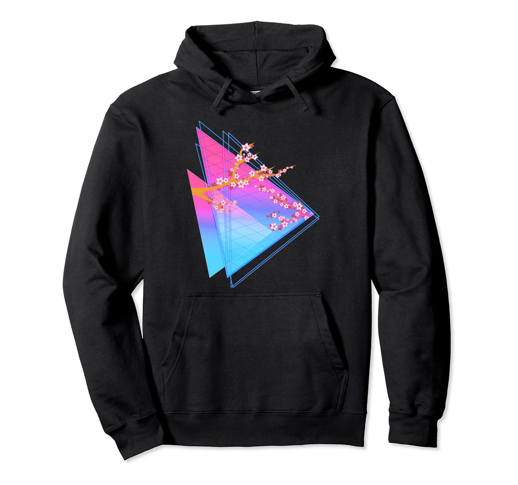 80S Sakura Japan Flower Vaporwave Hoodie - Aesthetic Graphic Men Women - T-Shirt, Sweatshirt, Hoodie