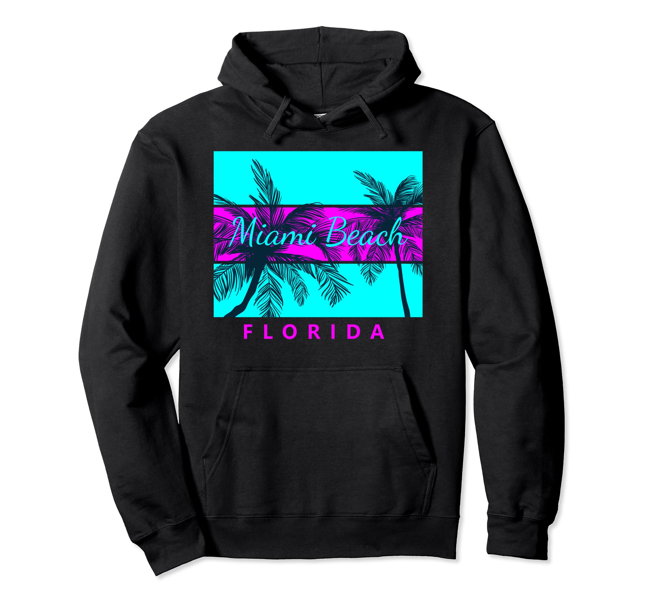 Miami Beach Florida Vaperwave Hoodie - Fun Novelty Design for Adults - T-Shirt, Sweatshirt, Hoodie