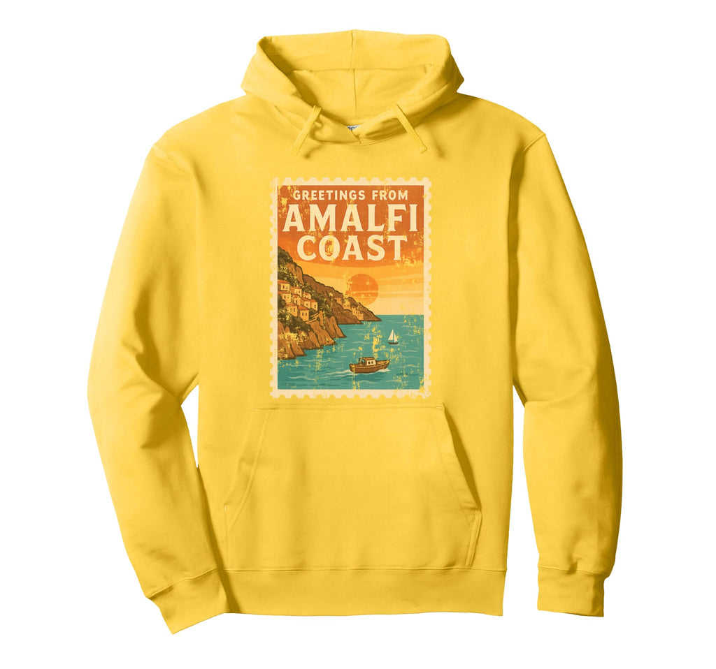 Amalfi Coast Sunset Italy Postcard Hoodie - Novelty Apparel for Adults - T-Shirt, Sweatshirt, Hoodie