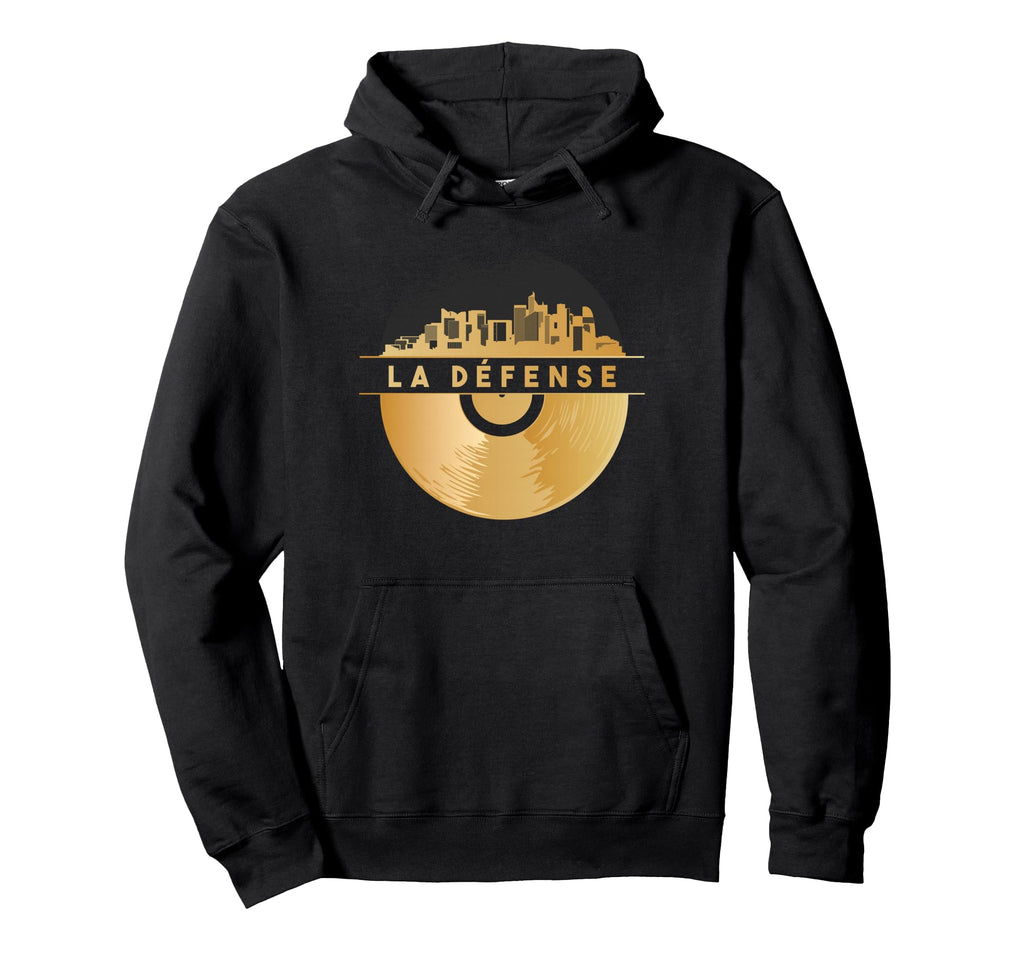 Vinyl Record Player Disco Music Skyline Hoodie - Trendy Graphic Unisex - T-Shirt, Sweatshirt, Hoodie