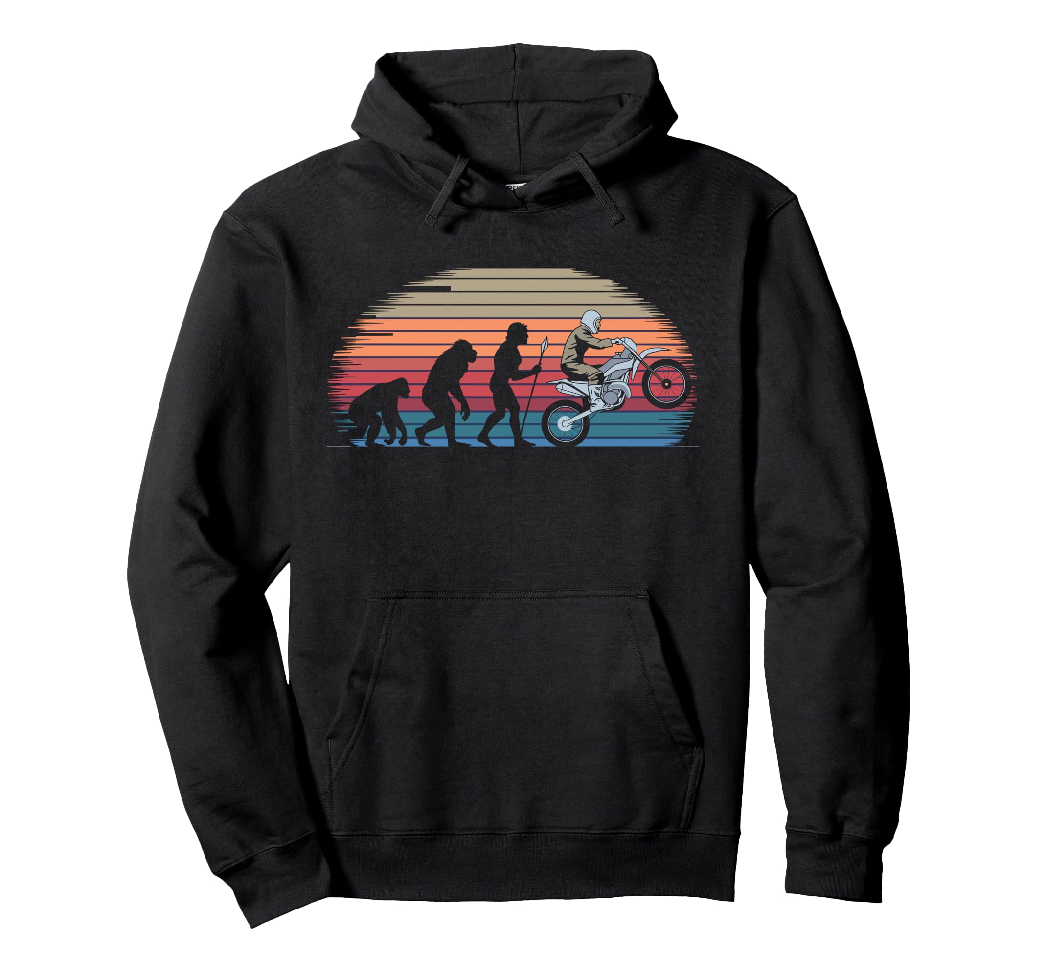 Motorcycle Evolution Human Biker Hoodie - Unique Graphic Unisex - T-Shirt, Sweatshirt, Hoodie