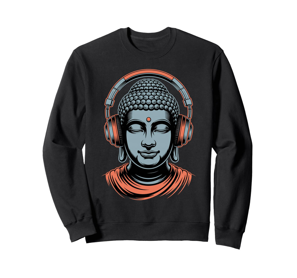 Buddha Headphones Mindfulness Music Boho Sweatshirt - Graphic Print Unisex - T-Shirt, Sweatshirt, Hoodie