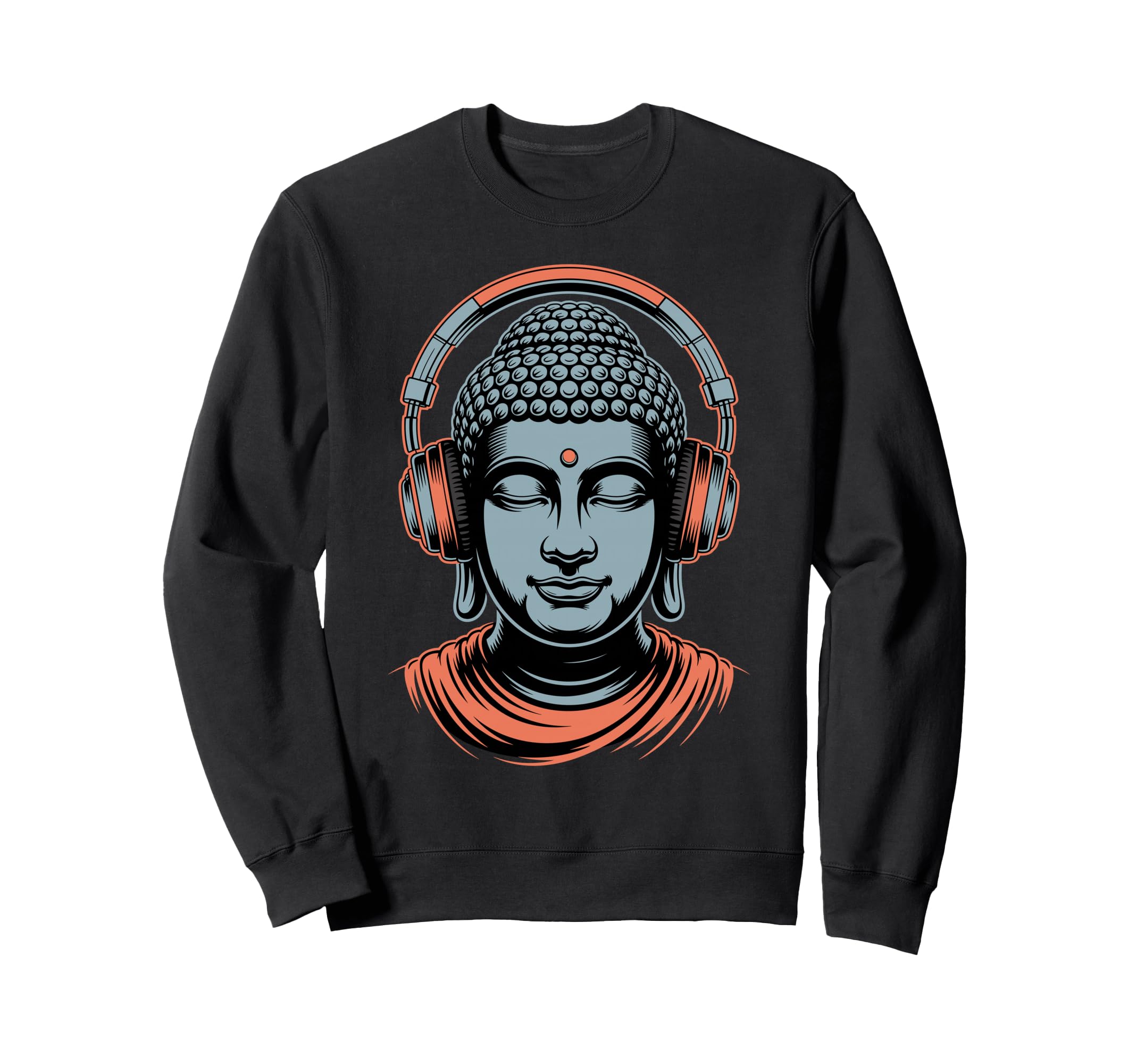 Buddha Headphones Mindfulness Music Boho Sweatshirt - Graphic Print Unisex - T-Shirt, Sweatshirt, Hoodie
