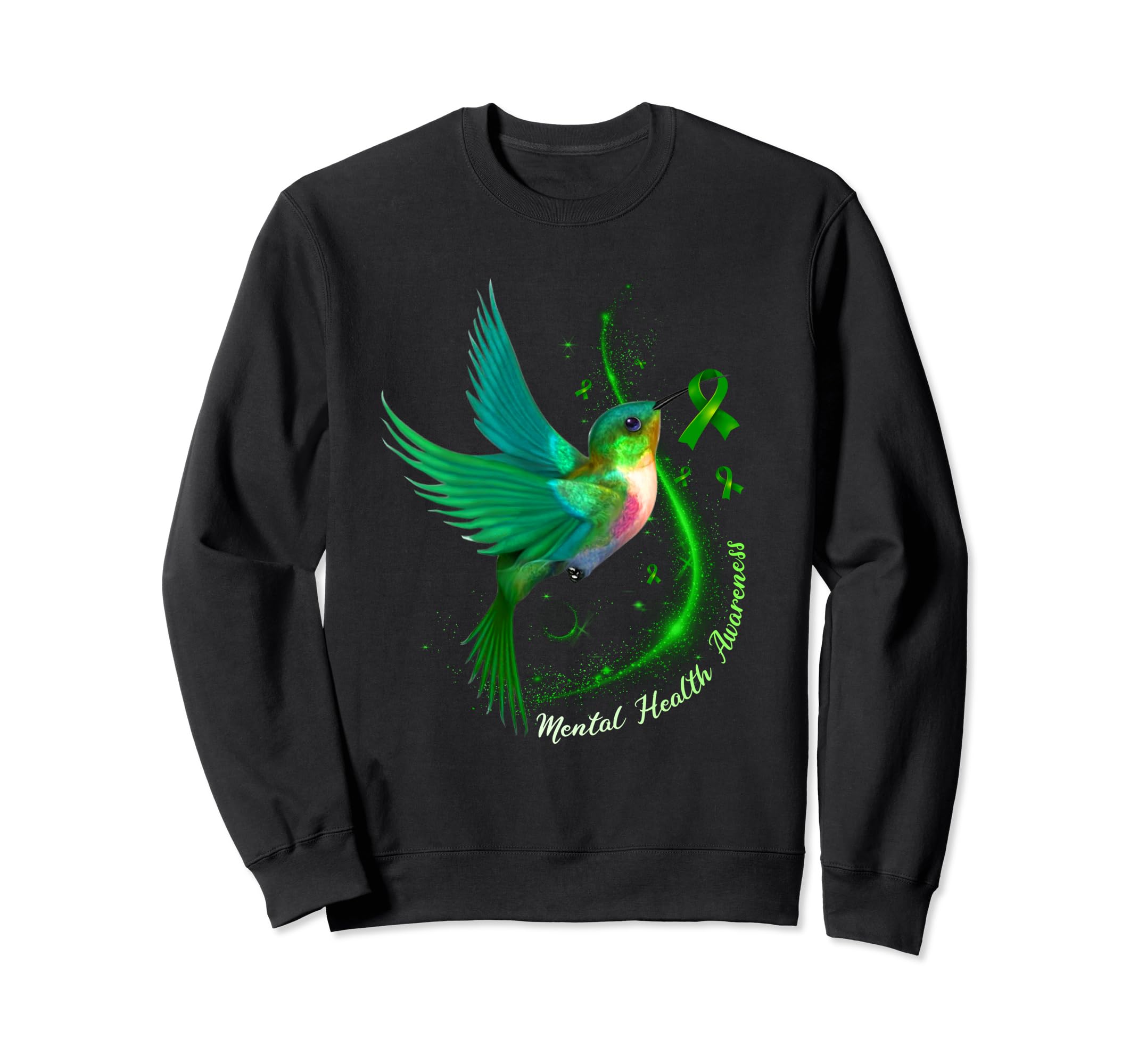 Green Ribbon Hummingbird Mental Sweatshirt - Unique Graphic Men Women - T-Shirt, Sweatshirt, Hoodie