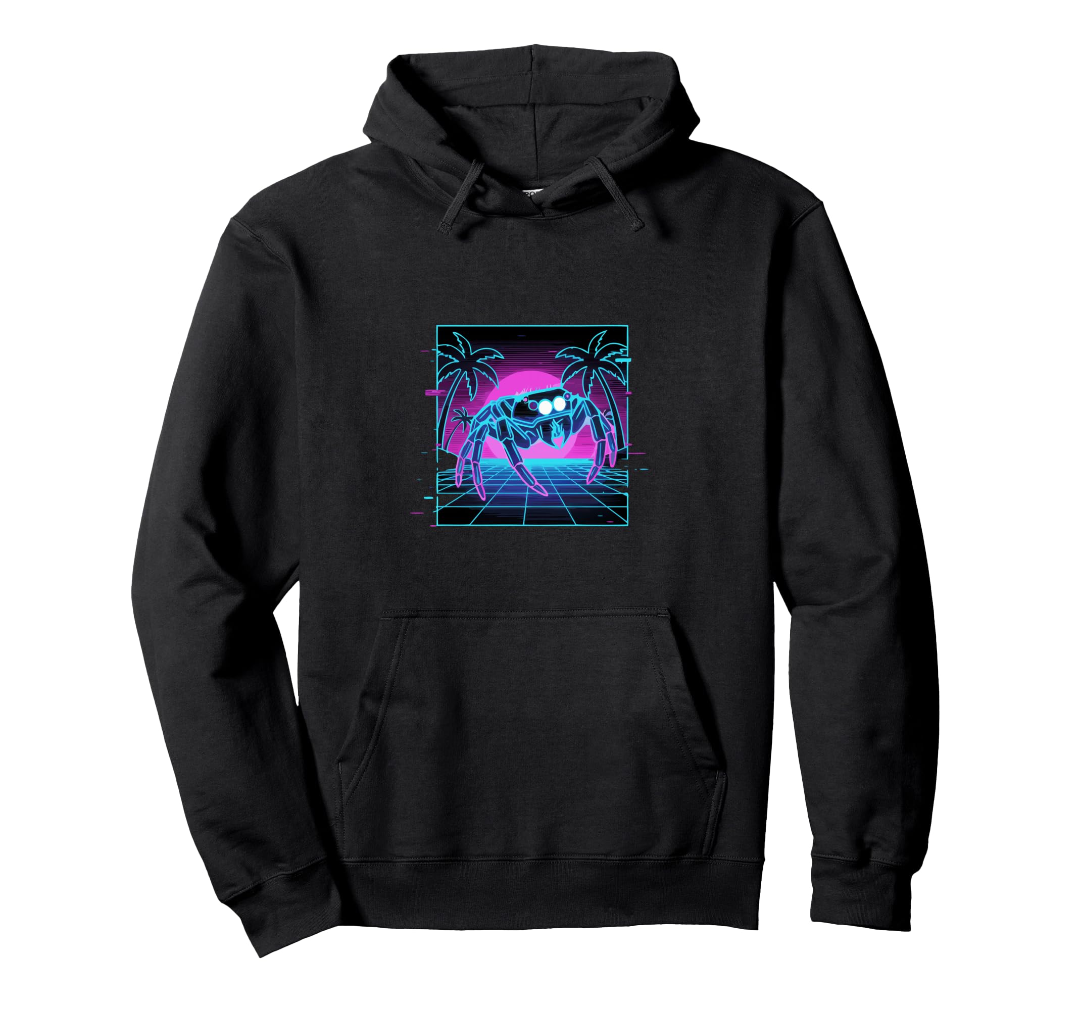 80S Synthwave Vaporwave Jumping Spider Hoodie - Graphic Print Unisex - T-Shirt, Sweatshirt, Hoodie
