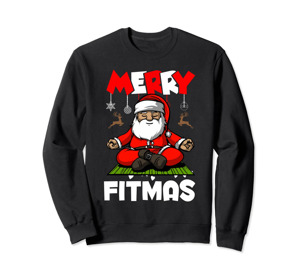 Merry Fitmas Santa Claus Yoga Sweatshirt - Custom Art Print Men Women - T-Shirt, Sweatshirt, Hoodie