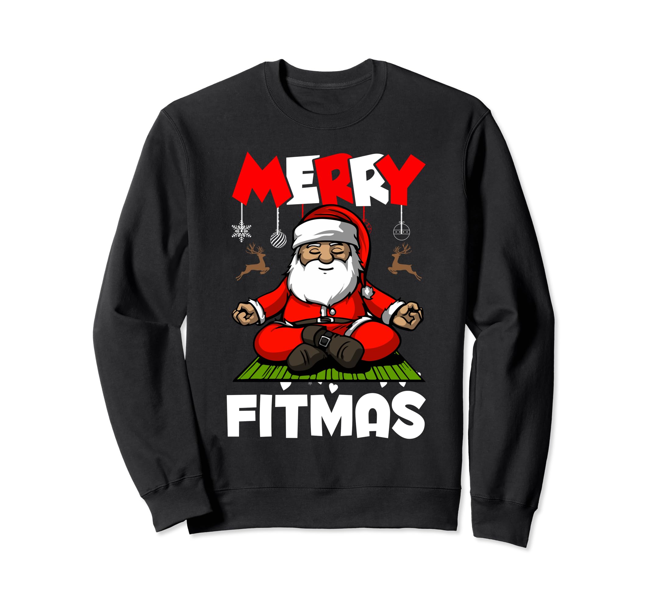 Merry Fitmas Santa Claus Yoga Sweatshirt - Custom Art Print Men Women - T-Shirt, Sweatshirt, Hoodie
