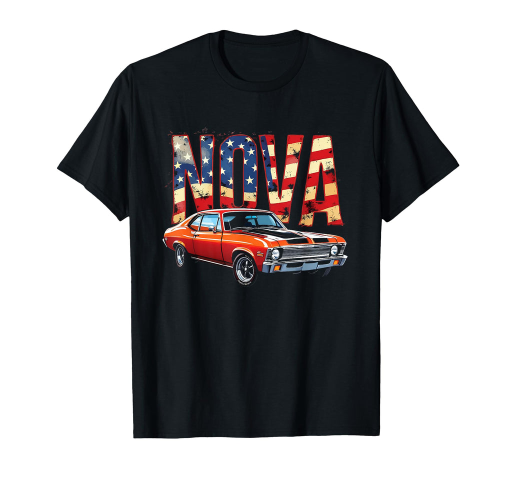 Old School 1969 69 Nova Ss American Flag T-Shirt - Graphic Print Men Women - T-Shirt, Sweatshirt, Hoodie
