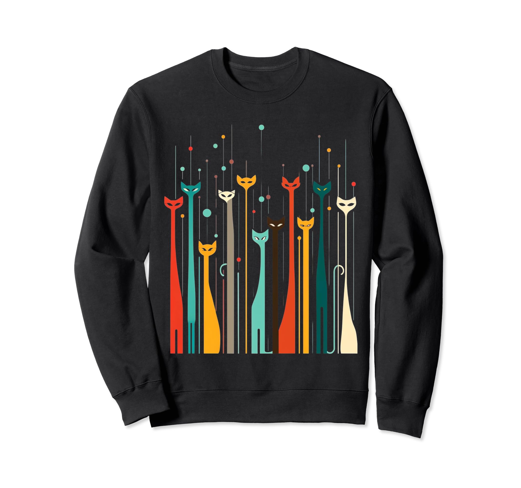 Mid Century Long Neck Cats 50S 60S Sweatshirt - Streetwear Style Unisex - T-Shirt, Sweatshirt, Hoodie