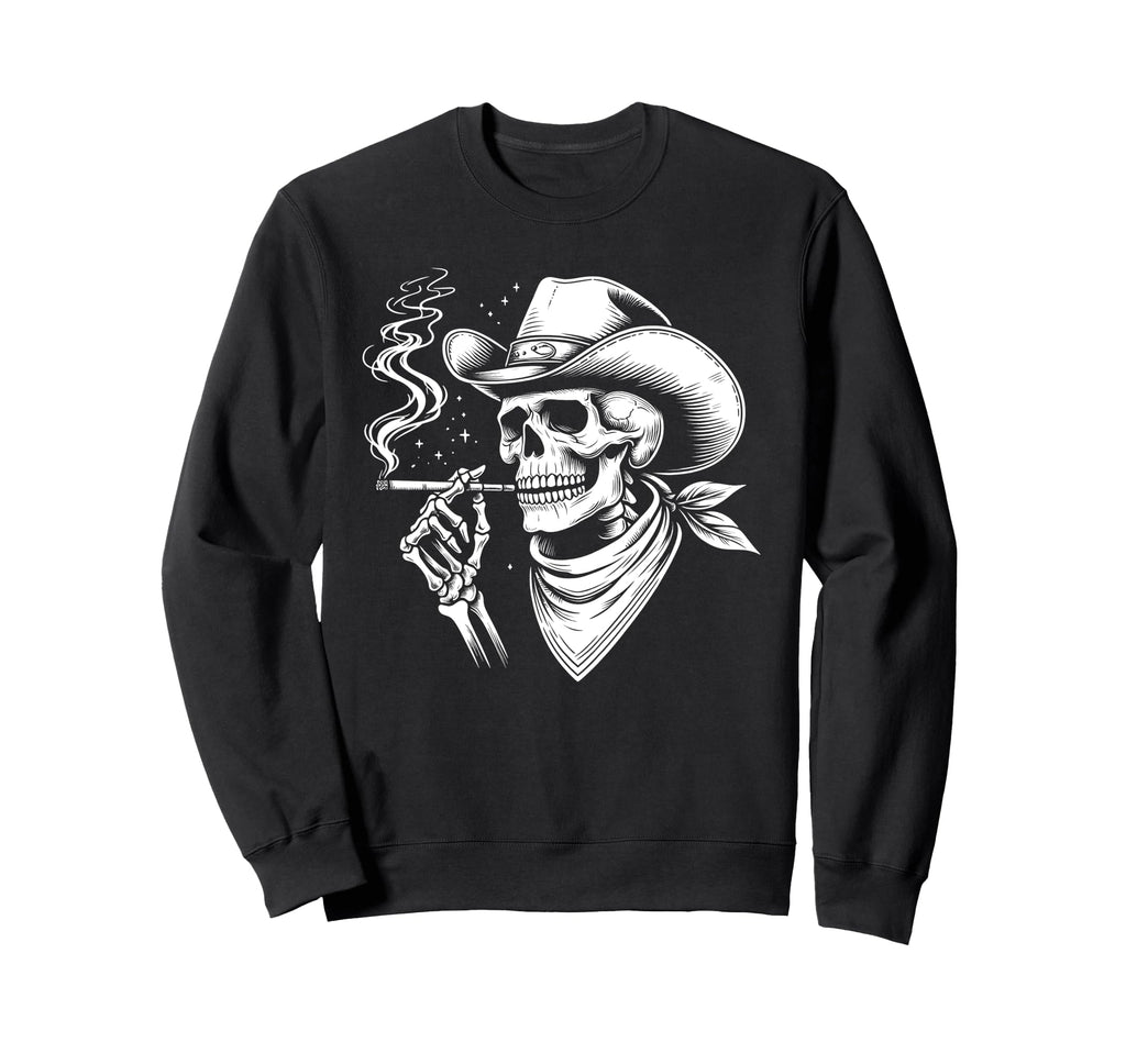 Rustic Skeleton Cowboy Western Sweatshirt - Casual Everyday Wear Unisex - T-Shirt, Sweatshirt, Hoodie