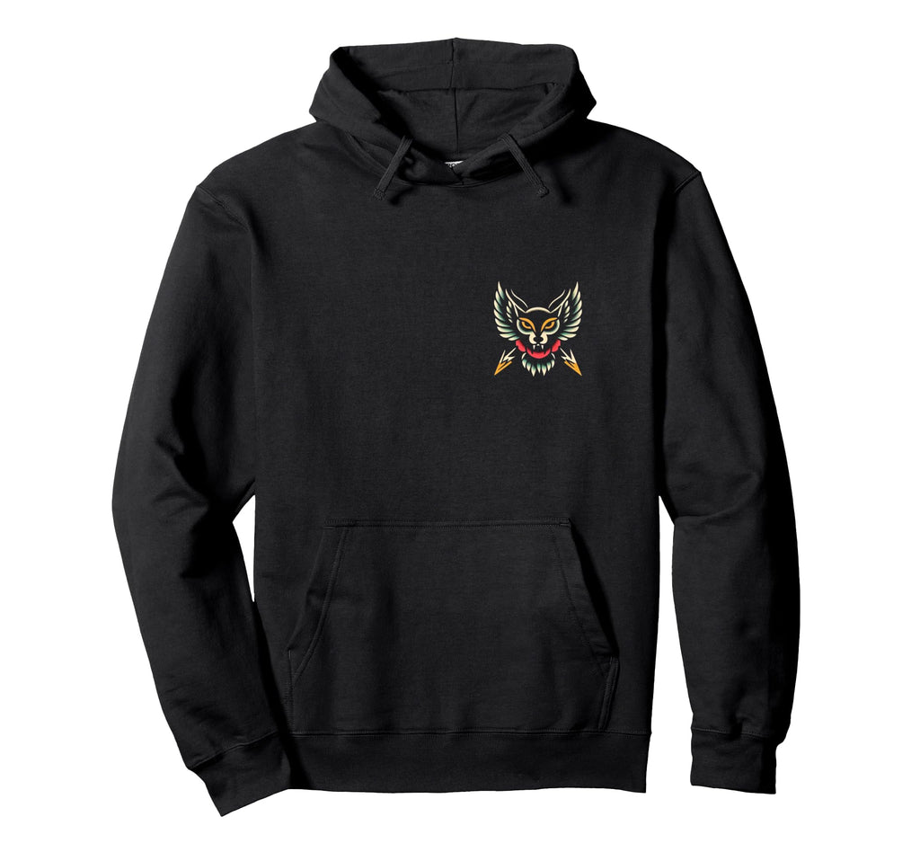 Wolf Tattoo Traditional Flash Art Hoodie - Minimalist Print Men Women - T-Shirt, Sweatshirt, Hoodie