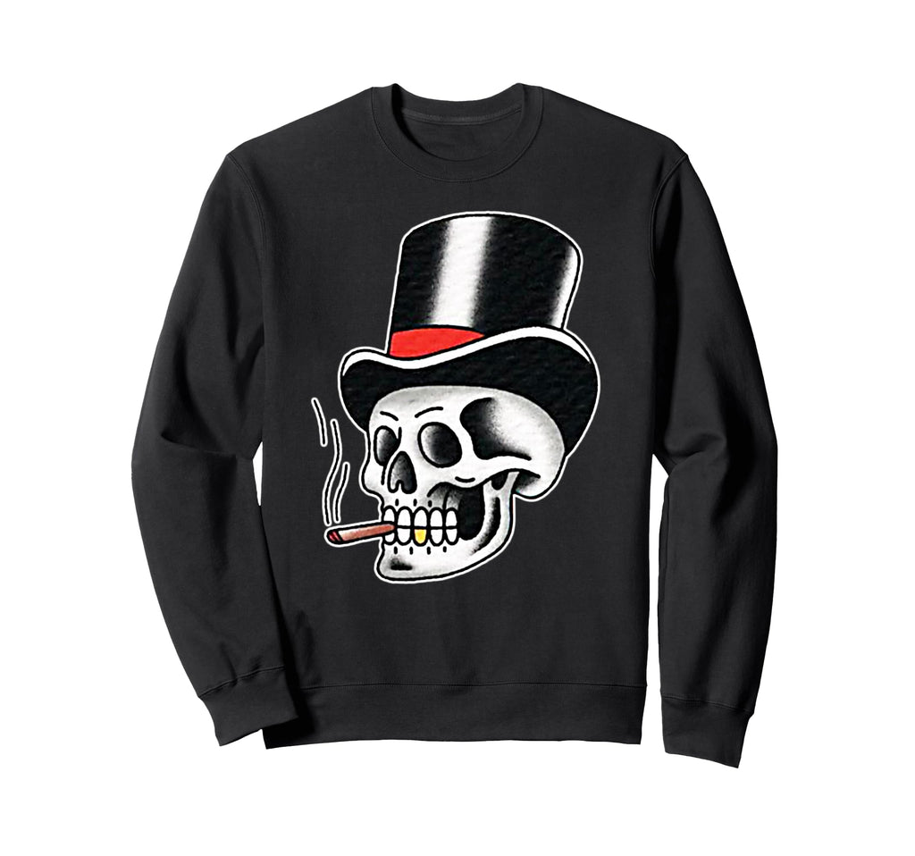 Hat Skull Gentleman Magician Sweatshirt - Trendy Graphic Men Women - T-Shirt, Sweatshirt, Hoodie