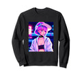 Pastel Aesthetic Anime Synthwave Sweatshirt - Custom Art Print Men Women - T-Shirt, Sweatshirt, Hoodie
