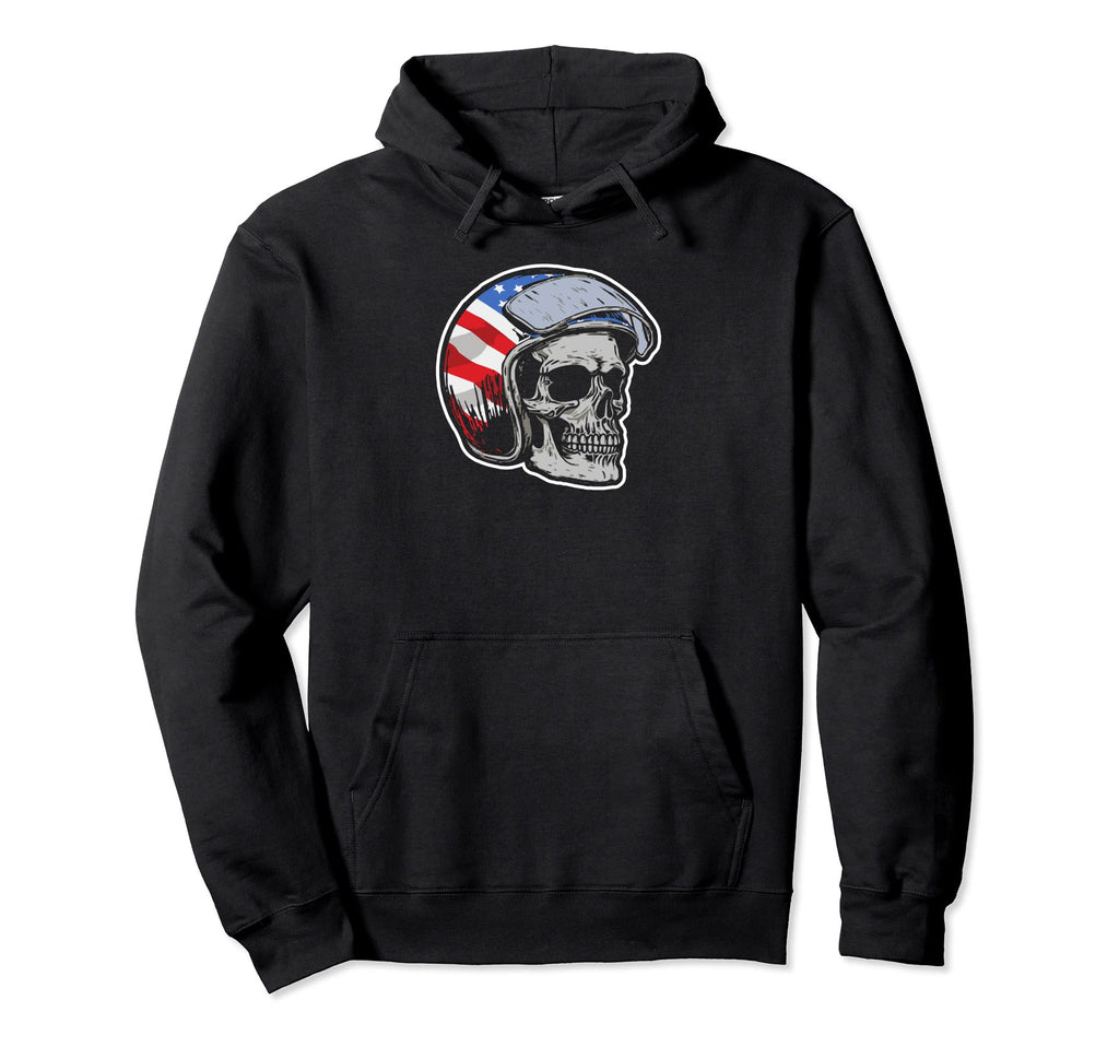 Skull Motorcycle Helmet Biker Hoodie - Graphic Print Unisex - T-Shirt, Sweatshirt, Hoodie