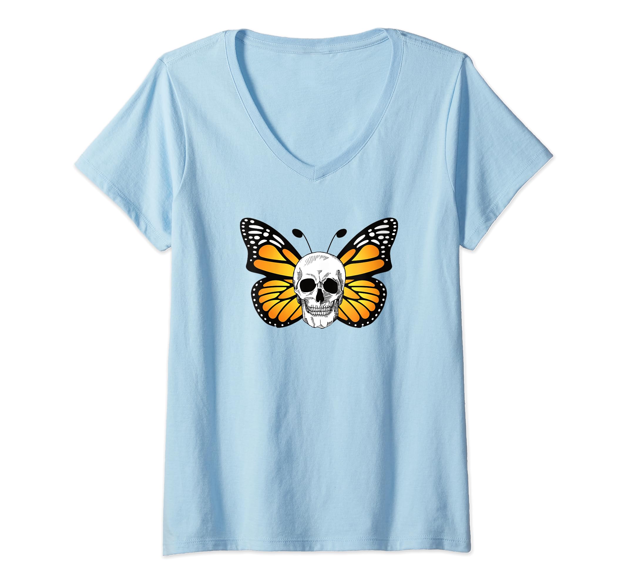 Womens Monarch Butterfly Skull T-Shirt - Fun Novelty Design Unisex - T-Shirt, Sweatshirt, Hoodie