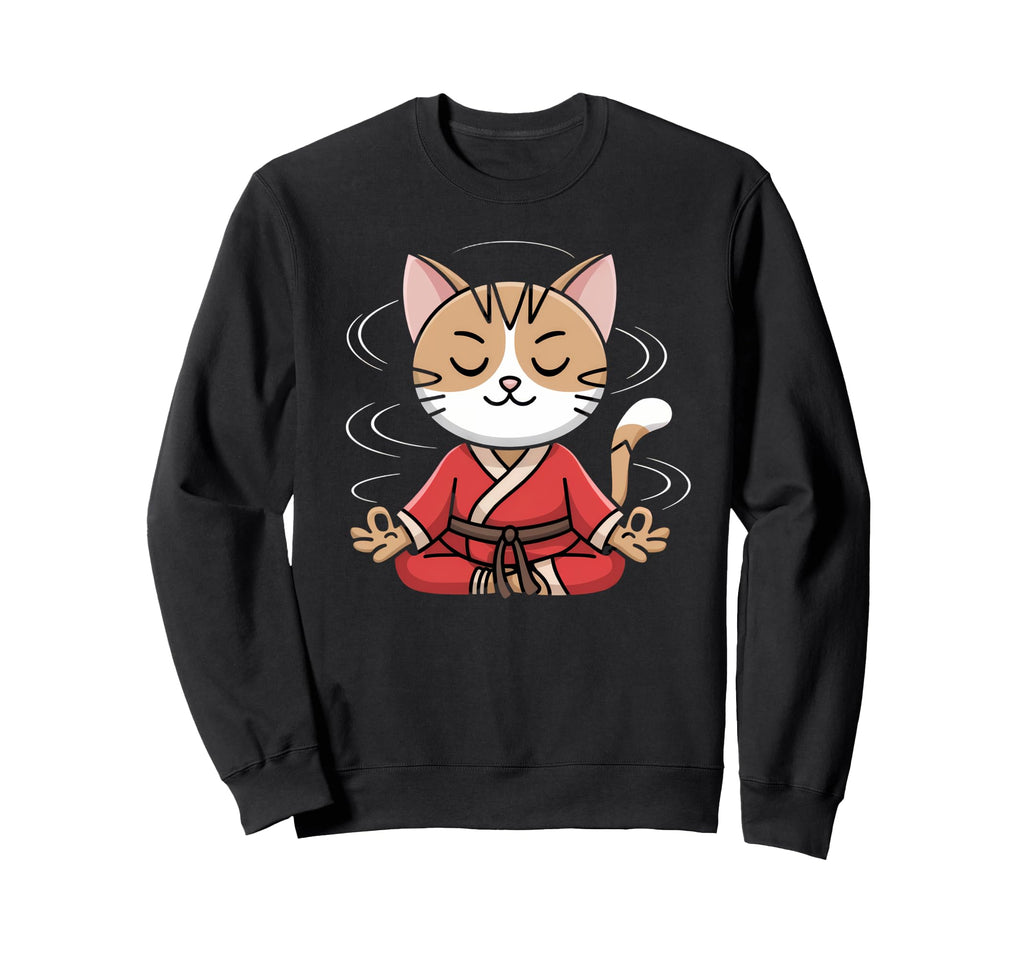 Zen Cat Meditation Kawaii Calm Sweatshirt - Custom Art Print Men Women - T-Shirt, Sweatshirt, Hoodie