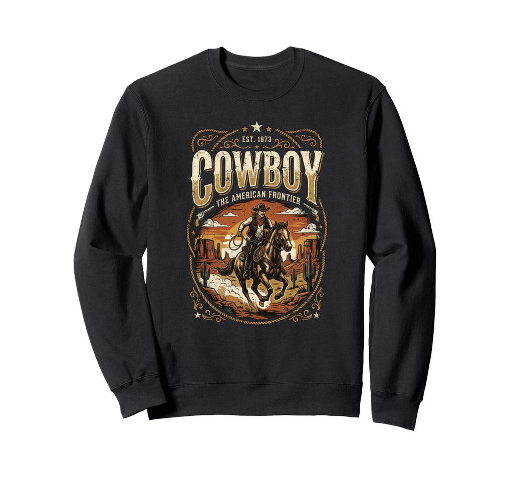 Cowboy Frontier Western Horse Rider Sweatshirt - Aesthetic Graphic Unisex - T-Shirt, Sweatshirt, Hoodie