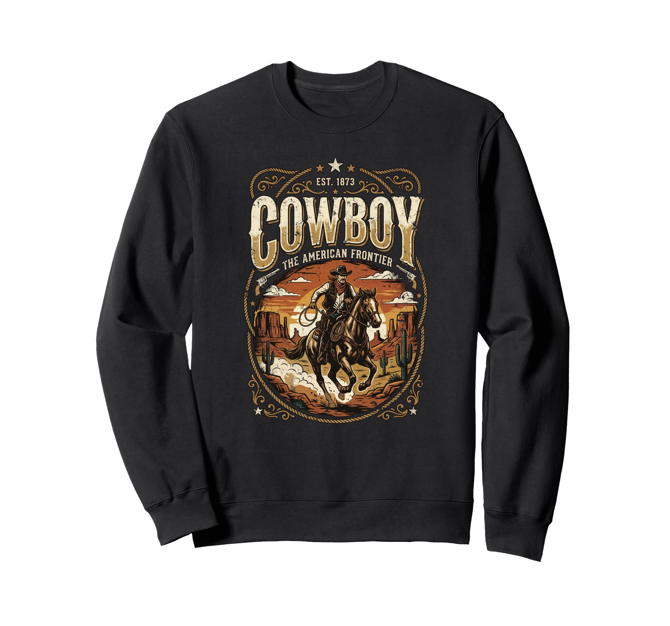 Cowboy Frontier Western Horse Rider Sweatshirt - Aesthetic Graphic Unisex - T-Shirt, Sweatshirt, Hoodie