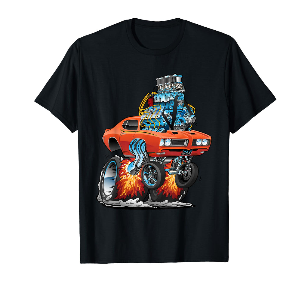 Muscle Car Hotrod Funny Car Cartoon T-Shirt - Custom Art Print for Adults - T-Shirt, Sweatshirt, Hoodie