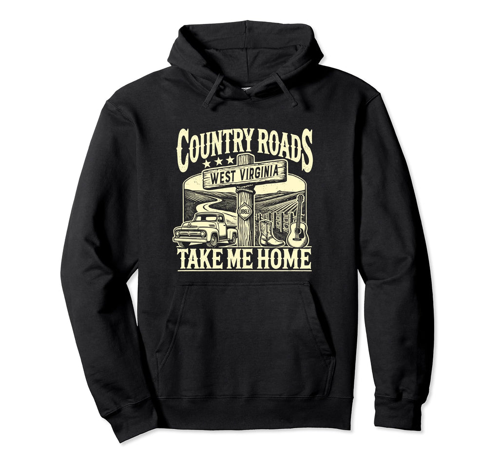 Country Roads Take Me Home Cowboy Hoodie - Novelty Apparel Men Women - T-Shirt, Sweatshirt, Hoodie