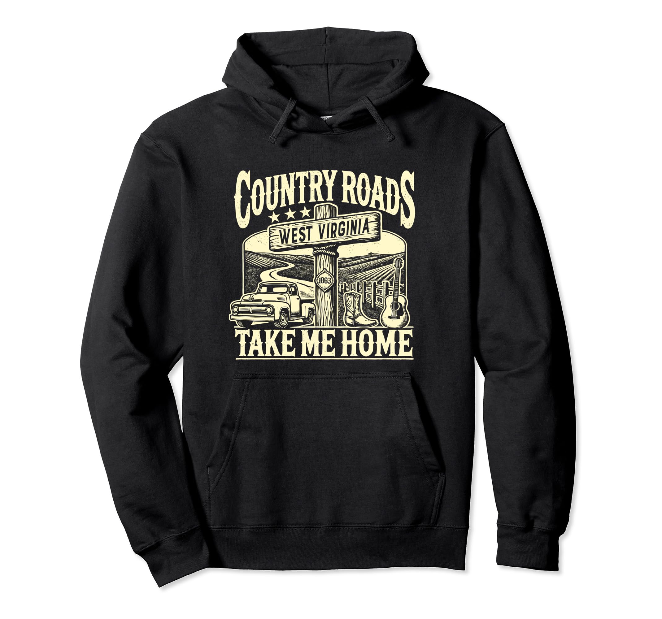 Country Roads Take Me Home Cowboy Hoodie - Novelty Apparel Men Women - T-Shirt, Sweatshirt, Hoodie