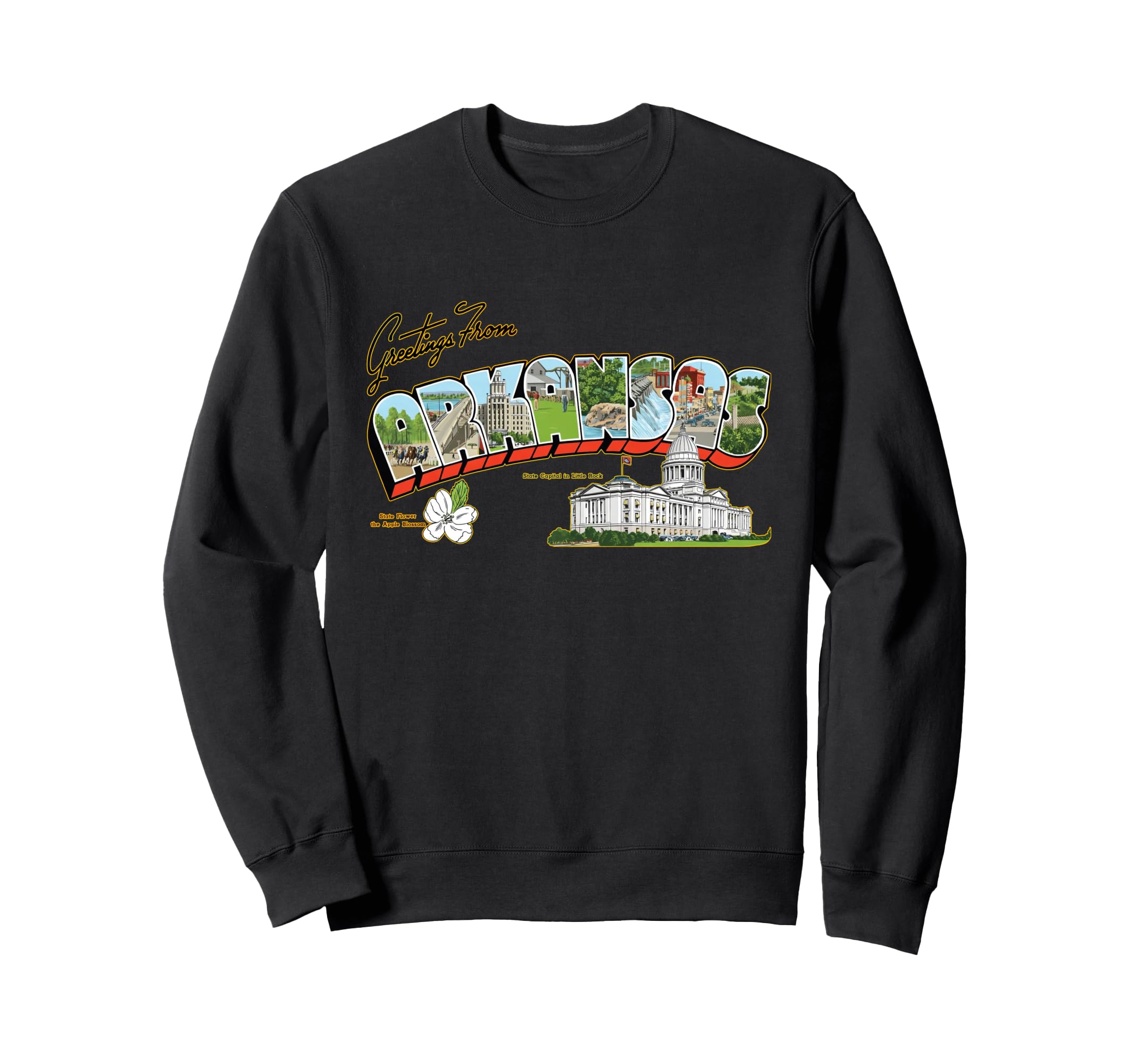 Greetings From Arkansas Postcard Sweatshirt - Trendy Graphic Unisex - T-Shirt, Sweatshirt, Hoodie