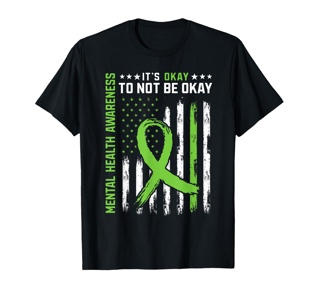 Its Okay To Not Be Okay Us Flag Mental T-Shirt - Trendy Graphic Men Women - T-Shirt, Sweatshirt, Hoodie