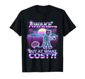 Awake But What Cost Cat Synthwave 80S T-Shirt - Custom Art Print Men Women - T-Shirt, Sweatshirt, Hoodie