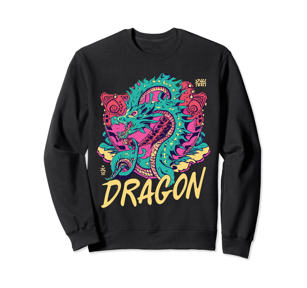 Dragon Techno Vaporwave Anime Sweatshirt - Fun Novelty Design Unisex - T-Shirt, Sweatshirt, Hoodie