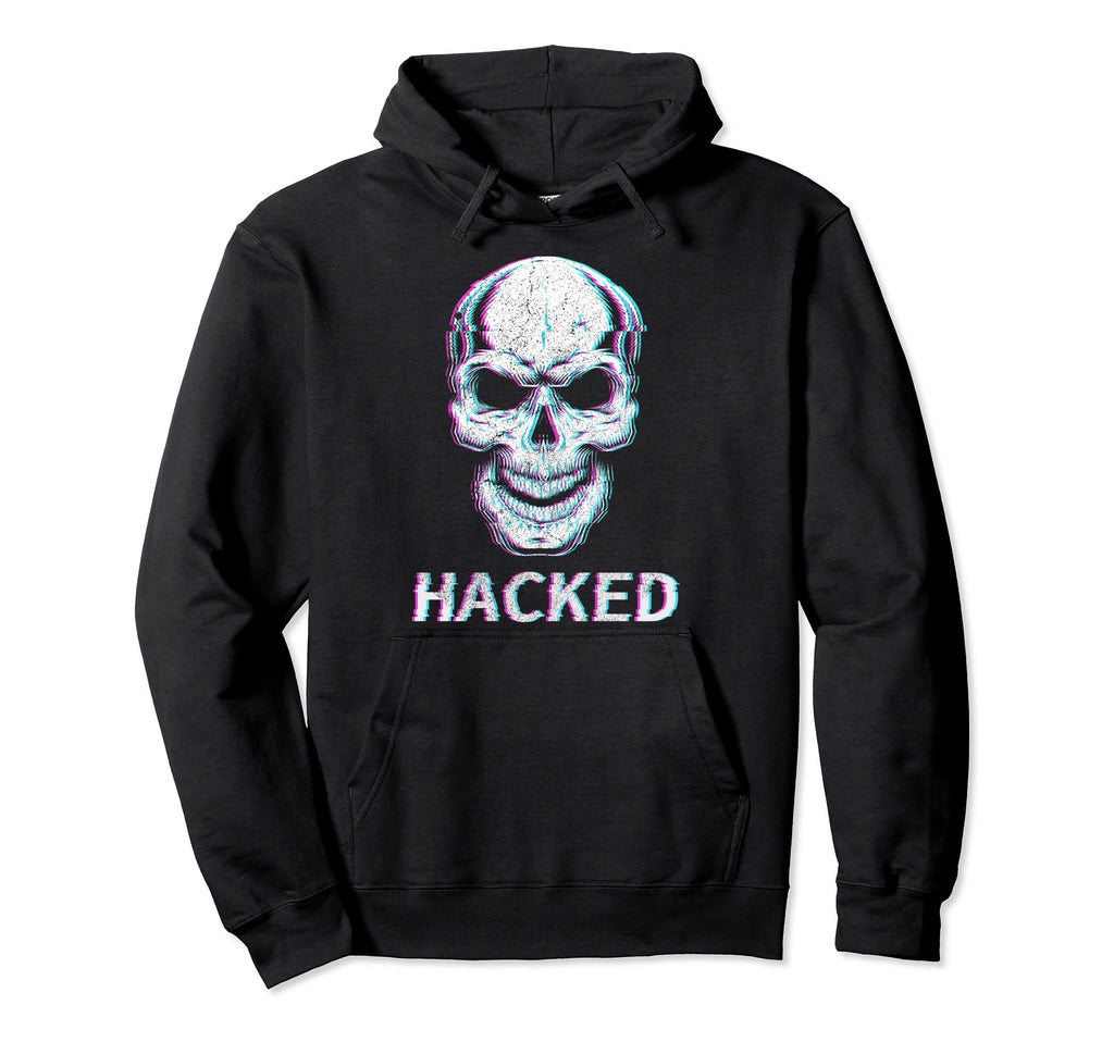 Glitch Skull Musician Skeleton Party Hoodie - Casual Everyday Wear Unisex - T-Shirt, Sweatshirt, Hoodie