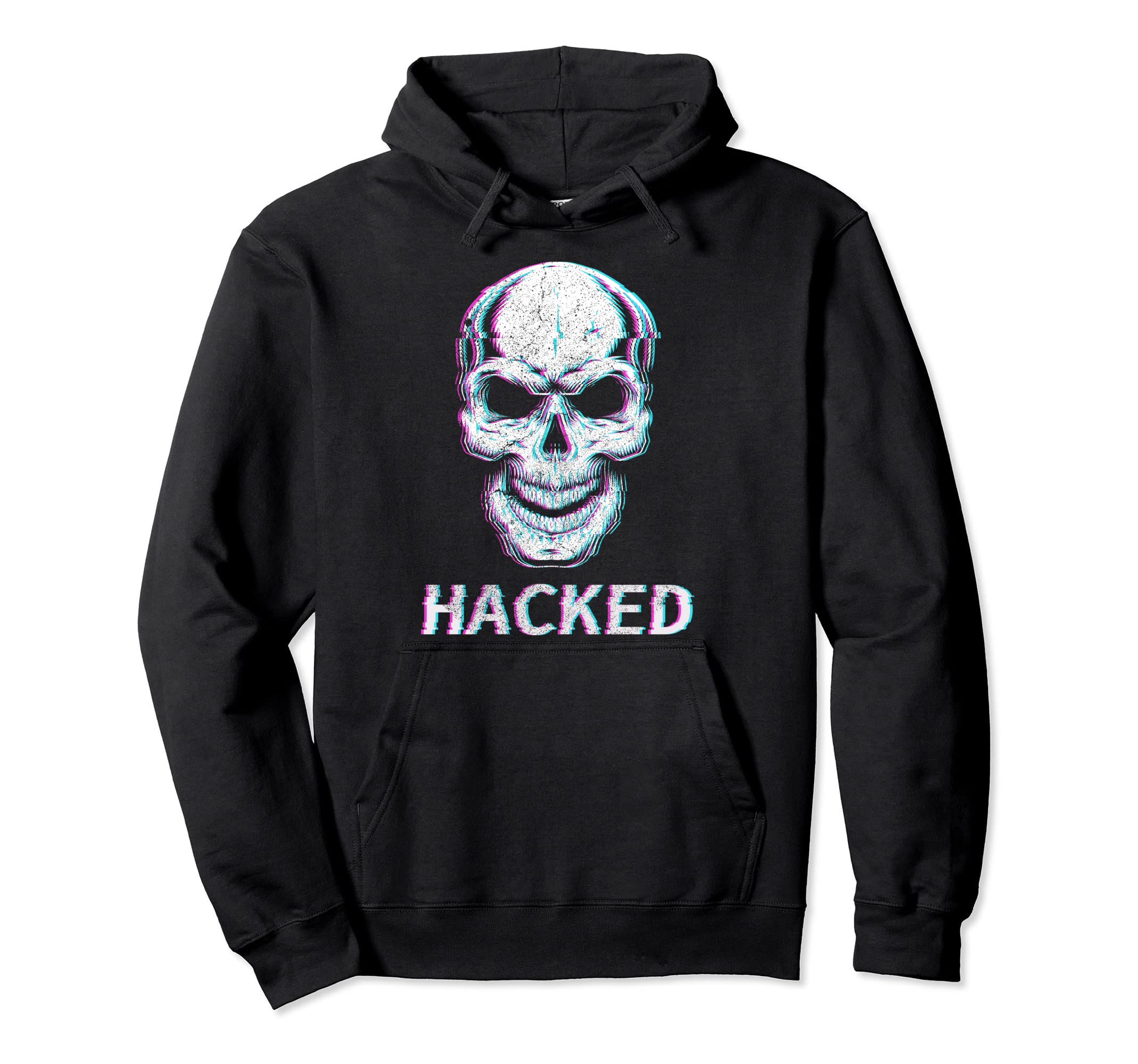 Glitch Skull Musician Skeleton Party Hoodie - Casual Everyday Wear Unisex - T-Shirt, Sweatshirt, Hoodie
