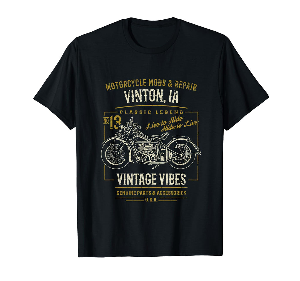 Vinton Ia Usa Motorcycle T-Shirt - Minimalist Print Unisex - T-Shirt, Sweatshirt, Hoodie