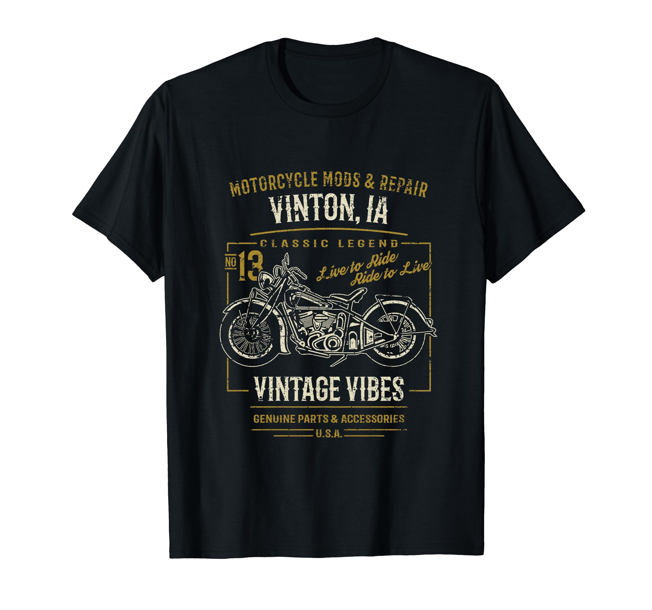 Vinton Ia Usa Motorcycle T-Shirt - Minimalist Print Unisex - T-Shirt, Sweatshirt, Hoodie