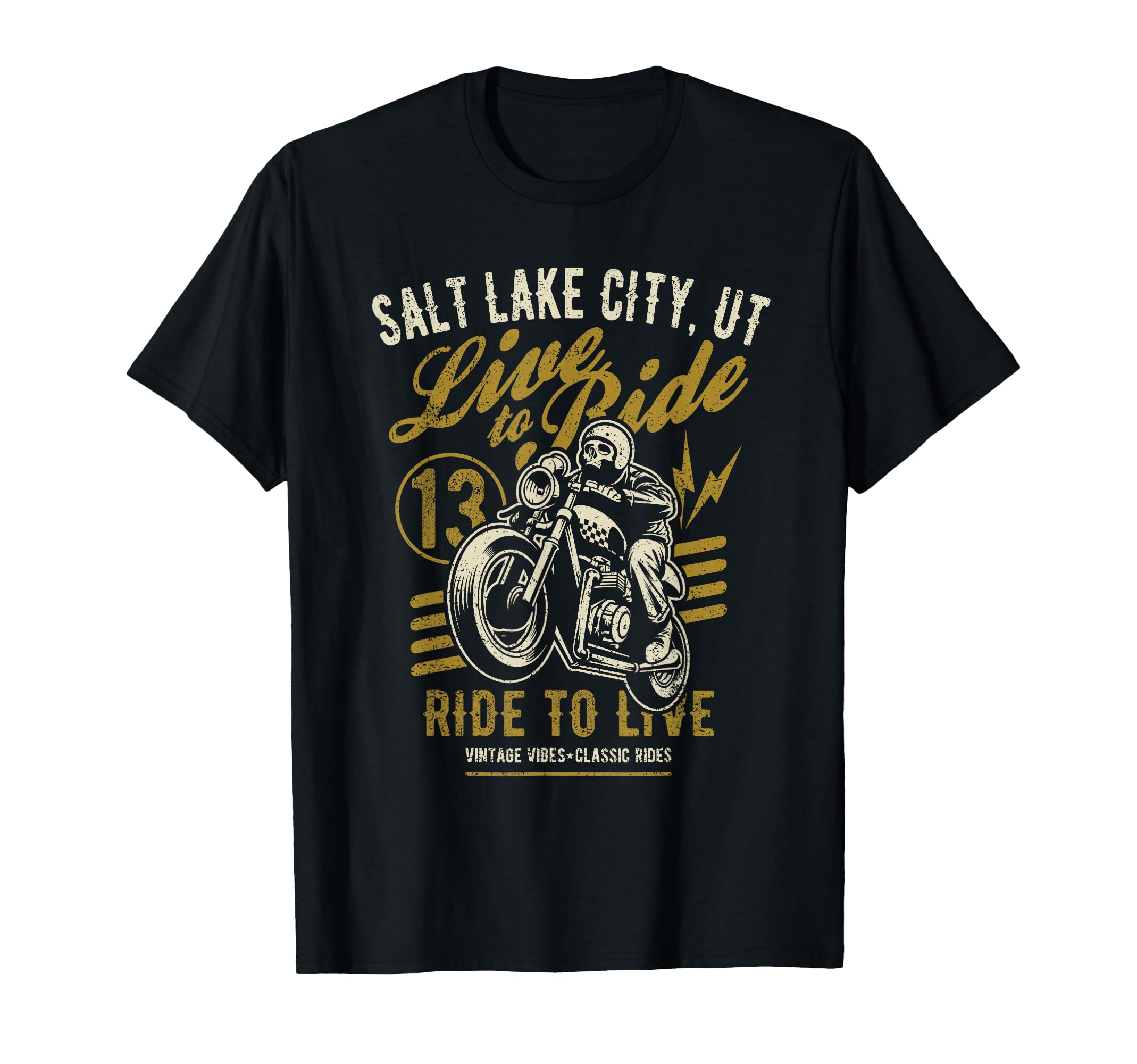 Salt Lake City Ut Motorcycle Biker Skull T-Shirt - Unique Graphic Unisex - T-Shirt, Sweatshirt, Hoodie