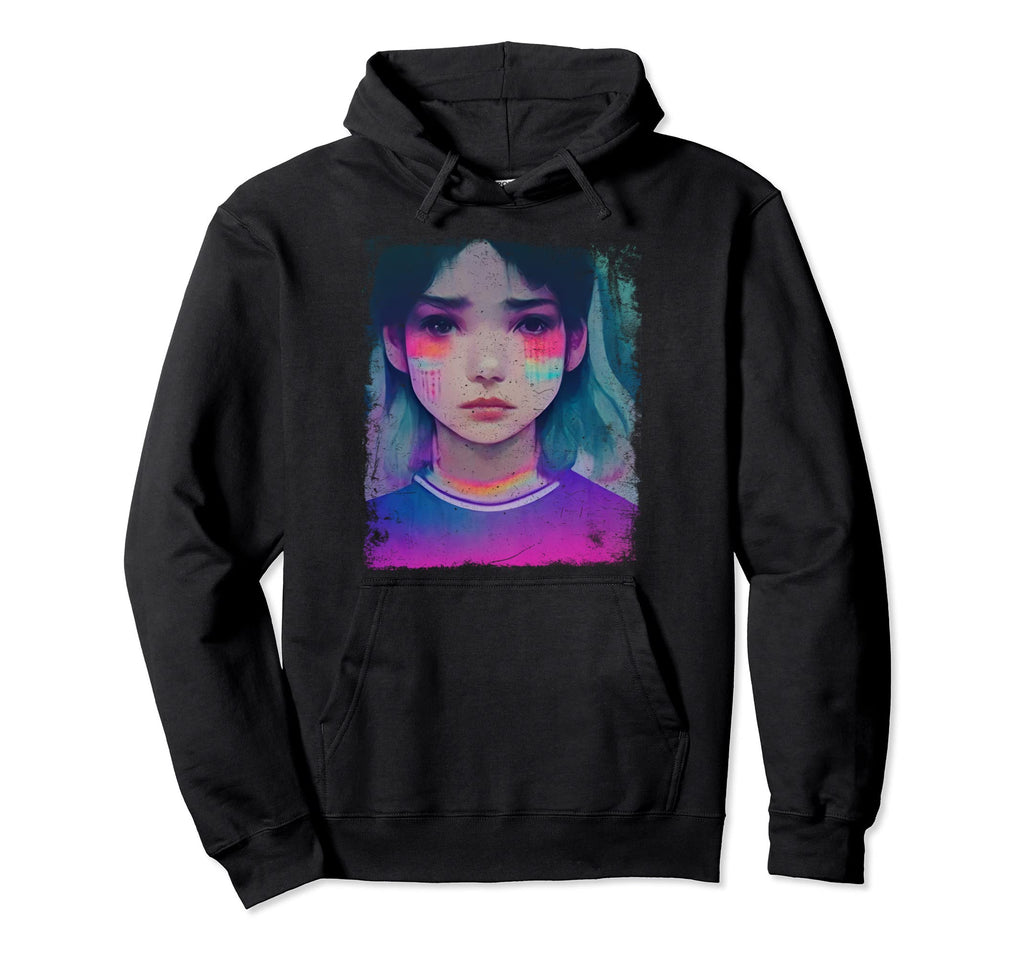 Japanese Vaporwave 80S Sad Anime Hoodie - Minimalist Print for Adults - T-Shirt, Sweatshirt, Hoodie