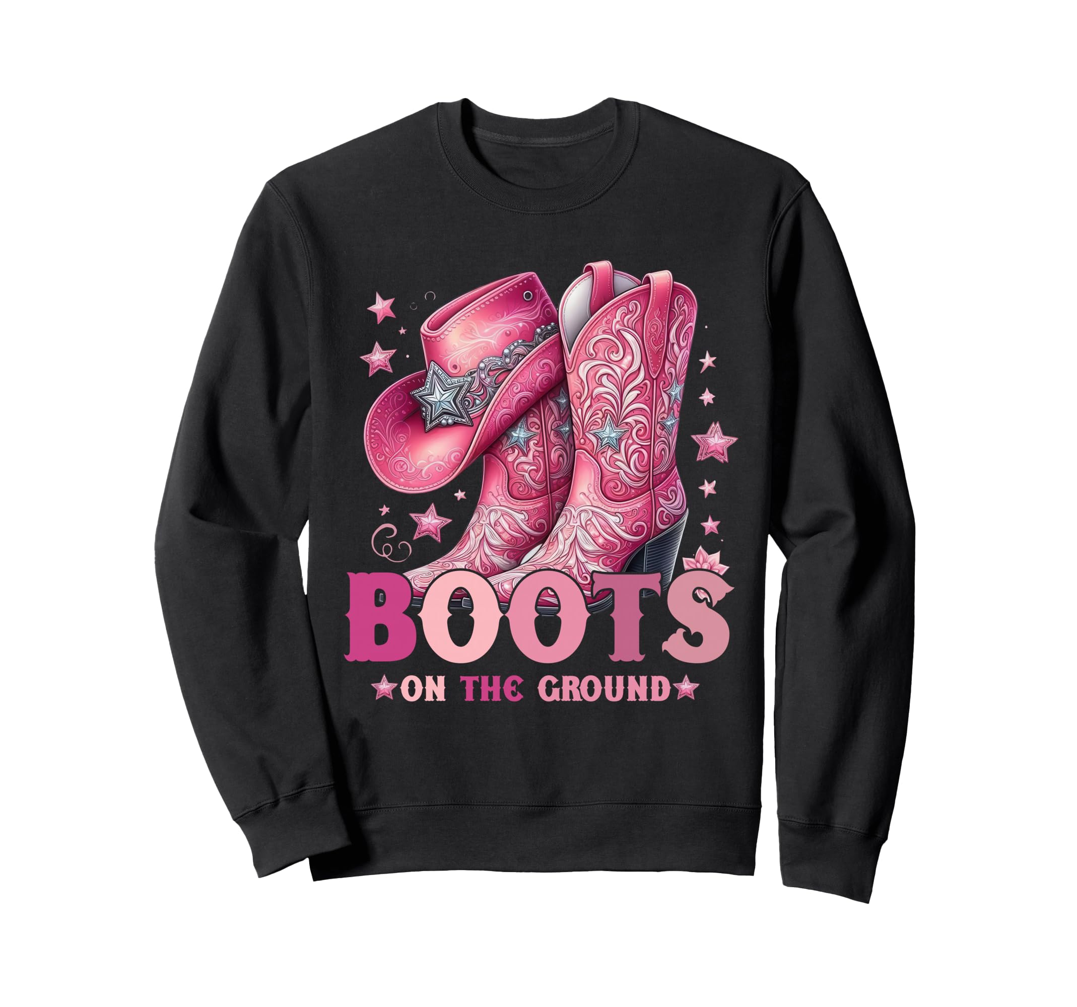 Boots Ground Western Cowgirl Hat Sweatshirt - Trendy Graphic for Adults - T-Shirt, Sweatshirt, Hoodie